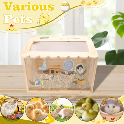 Chicken Brooder Box, Large Wooden Brooder Box for Chicks, Chick Brooder Baby Chicken Supplies, Animal Playpen with Top for Chickens, Ducks, Quails, Hamsters (15.7''*11.8''*11.8'')