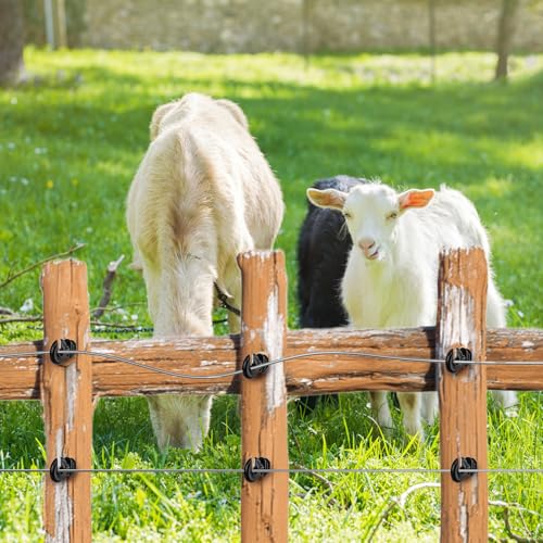 Cididu 120 Pack Electric Fence Insulator, Fence Ring Post Insulator, Screw-in Insulator with Insulator Socket Tool, Wood Post Insulator Grid System Accessories for Farm Animal Agricultural Fencing