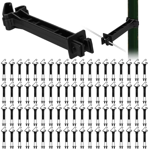 Pangda 200 Pcs 5 inch Snap Type Insulator Electric Fence T Post Insulators Extended Snug Fitting T Post Electric Fence Wire Clips for Agricultural and Ranchers (Black) - color: Black