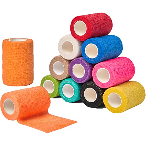 Self Adhesive Bandage Wrap 3 inch, for Wrist Ankle Sprains, Vet Wrap for Animals, 12 Rolls