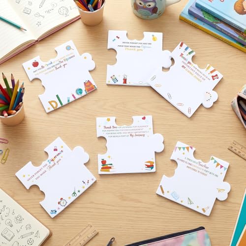 Yinder 24 Pads Puzzle Sticky Notes Teacher Appreciation Thank You Gifts | Self-adhesive Cartoon Pads for Team Employee Gifts, 8 Puzzle-shaped Designs, Graduation Classroom Office Supply - style: Teacher
