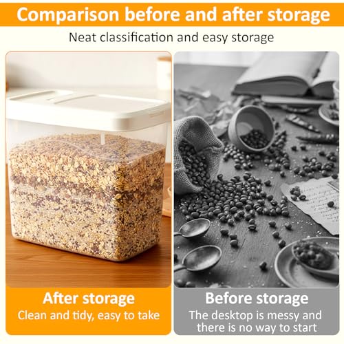 2 Pack 20 Lbs Airtight Dog Food Storage Container with Scoops | 2 Measuring Cups, Flip Lids, Clear Bins with Markings, Preserve Freshness, Pet Dog Cat Rice Grain Treat Storage - size: 20 Lbs