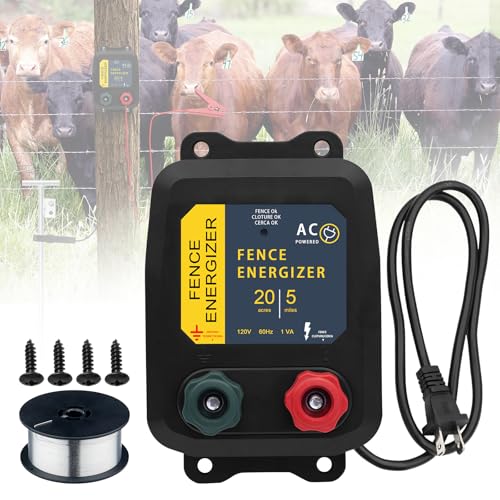 Electric Fence Charger, 5 Mile Electric Fence Energizer,Electric Fence for Preventing Wild Animals Intruding - color: 5 MILE, size: 2/5 MILE SET