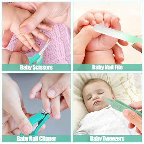 Baby Healthcare and Grooming Kit for Newborn Kids, 24PCS Upgraded Safety Baby Care Kit, Newborn Nursery Health Care Set, Baby Care Products (Green) - style: GREEN-24