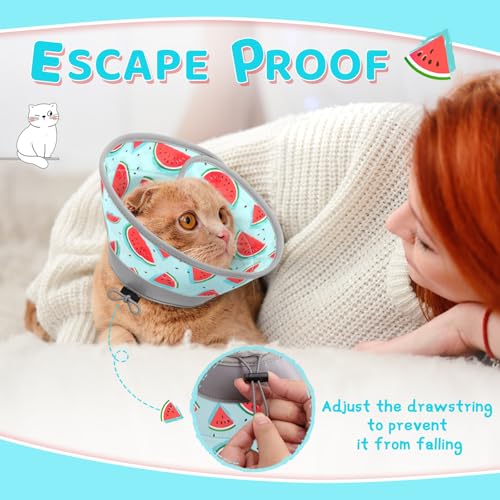 Cat Cone Collar Soft to Stop Licking, Adjustable, Foldable Lightweight Kitten Cones After Surgery Recovery for Cats & Kittens, Cat Cone Alternative, Easy Eating (Blue, M) - color: Blue, size: M