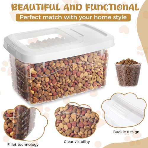 2 Pack 11 Lbs Airtight Dog Food Storage Container with Scoops | 2 Measuring Cups, Flip Lids, Clear Bins with Markings, Preserve Freshness, Pet Dog Cat Rice Grain Treat Storage - size: 11 Lbs