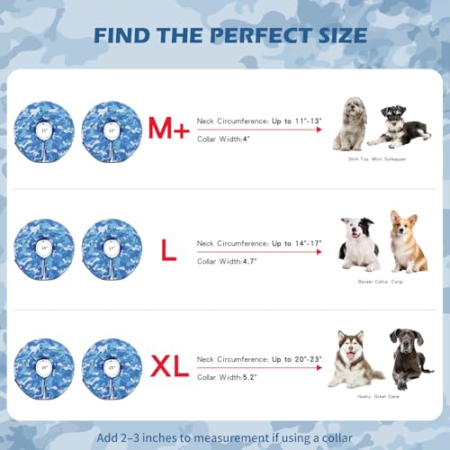 IEUUMLER Inflatable Recovery Dog Cone Collar, Neck Donut Protective ECollar, Adjustable Soft Collar for Dog and Cat After Surgery Prevent from Biting & Licking EU020 Blue Camo M - color: Blue Camo, size: Medium (Neck:8''-10'')