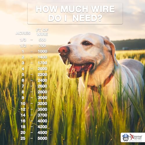 Underground Electric Dog Fence Kit, 1-Dog, 2500 ft | Complete DIY system: digital transmitter, waterproof receiver(s), boundary + twisted wire, training flags, splices, staples - size: 2500 ft