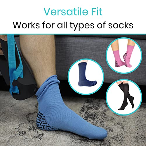 Vive Sock Aid Easy On Easy Off- Assist & Remover - Daily Living Helper | Device for Elderly - Mobility for Surgery Recovery & Disability, Compression Puller Slider, Assistance Putting On Tool Kit