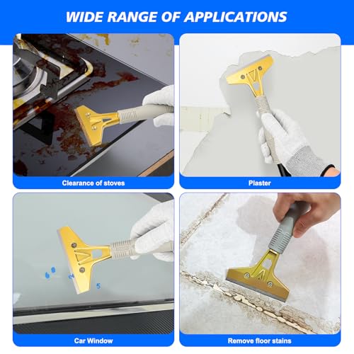 EHDIS 15''-58'' Long Handle Adjustable 4'' Razor Blade Scraper Tool Floor Wallpaper Cooktop Scraper for Cleaning Concrete, Vinyl, Tile,Floors, Walls