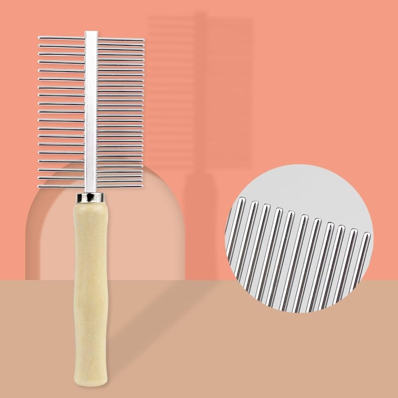 Professional Metal Dog Grooming Comb | 3 PCS Wooden Handled Pet Comb for Dogs and Cats | Removes Tangles, Dematting, Detangling | Great for Matted Hair