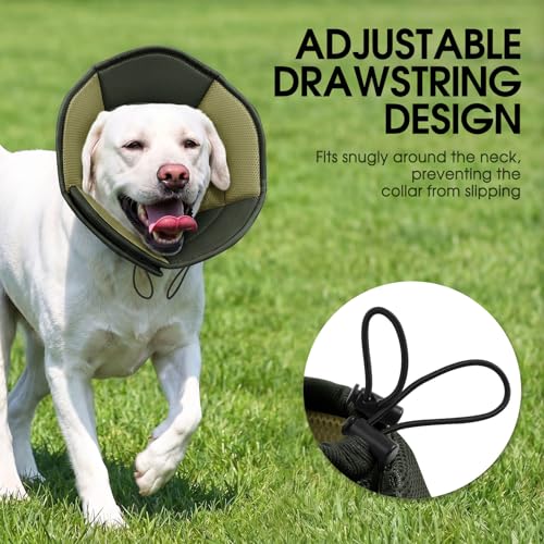 Dog Cone - Soft Cone for Dogs to Stop Licking, Pet E-Collar Alternative After Surgery, Adjustable Pet Recovery Collar for Wound Healing, Army Green Large - color: Army Green, size: Large