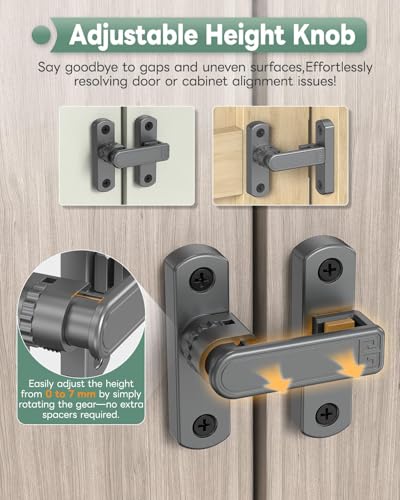 Adjustable Barn Door Locks, 90/180 Degree Gate Latch, Grey-2 Pcs | Home Security Sliding Door Latch for Bedroom, Barn, Cabinet, Garden & Fence - color: Grey-2 Pcs