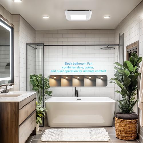2 In 1 Bath Fan With LED Light, 25W Ceiling Mount Ventilation Fan and Light Combo for Bathroom and Home, 100CFM, 120V, 1000LM, 5CCT Seletable, Dimmable & Wet Rated, ETL Certified - size: 100CFM with Light