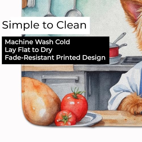 Caroline's Treasures Australian Terrier The Chef Memory Foam Kitchen Mat Machine Washable Anti-Fatigue Mat Cushion Comfort Bath Mat or Kitchen Rug - color: Australian Terrier 6194