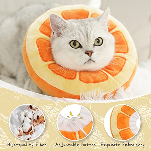 ANWA Adjustable Cat Cone Collar Soft, Cute Cat Donut Collar After Surgery, Kitten Recovery Cones to Stop Licking - color: Orange, size: Large