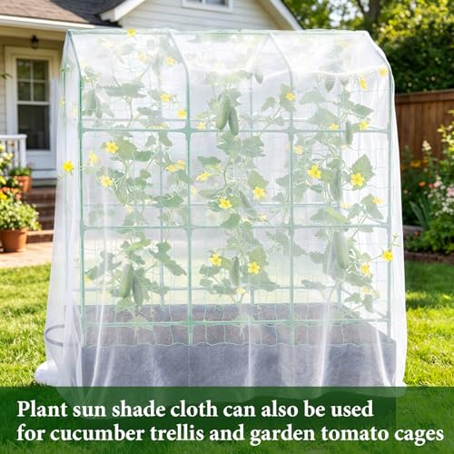 MUDEREK 4x10ft White Shade Cloth for Raised Beds Garden Sun Shade Cloth | for Vegetables Non-Woven Light Sunshade Cloths for Garden White Plant Shade Cloths for Raised Bed to Protect Plants - size: 4x10ft/1PC