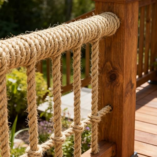 Natural Jute Rope, Heavy Duty Thick Rope, 1 in x 25 ft | For indoor and outdoor crafts, nautical rope decor, railings, hammocks, swings, gardening and tug of war - size: 1 in x 25 ft