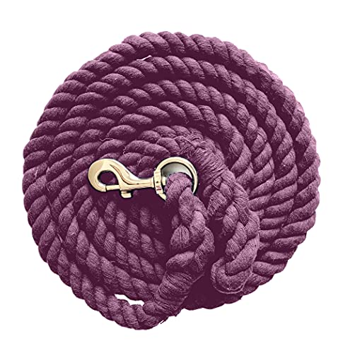 Majestic Ally Pack of 2 Solid Cotton Lead Rope for Horses & Livestock – 10 Foot Long and 5/8 inch (16MM) Thick - Replaceable Heavy-Duty Satin Bolt Snap – Handmade – Soft, Broken in Feel (Burgundy) - color: BURGUNDY