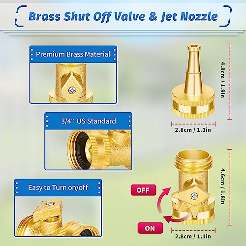 AUTOMAN Brass Hose Nozzle - High Pressure Jet Nozzle 4 Count (2 Set), Heavy Duty Water Hose Sprayer Sweeper with Hose Shutoff Valve, 3/4” GHT Nozzles for Garden Hose, Car Wash, Extra 10 Rubber Washers - size: Brass Jet Nozzle Set