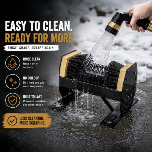 Deluxe Metal and Plastic Frame Shoe Cleaner and Boot Scraper, Portable or Floor-Mounted Scrubbing Brush for Outdoor Use, Removes Mud, Snow and Sand - Ideal for All Boot and Shoe Sizes, Deluxe - size: Deluxe