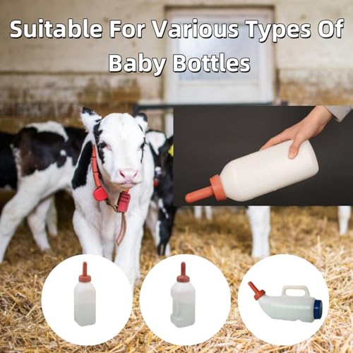 HEEPDD 5Pcs Farm Animal Feeding Bottle Nipple,4.2in Length Rubber Snap On | Small Animal Milk Drink Pacifier Calf Nipple Livestock Feeding Nursing Watering Supplies,Diameter 2.4in