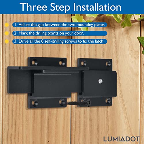 7" Flip Gate Latch Lock for Wooden Fence with Padlock Hole | Aluminum Alloy Adjustable Security Latch, Rustproof Hardware for Outdoor Barn Shed Door Yard - size: 2 Pack