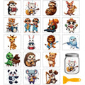 GLOBLELAND 18 Sheets Animals Musician Transfer Sticker for Cup Crafts 3.9x3.6 inch Musical Cat Dog Decal Stickers Monkey Hedgehog Rub on Transfer for Music Festival Bottle Vase Glass Furniture Decor - style: Musical Animals