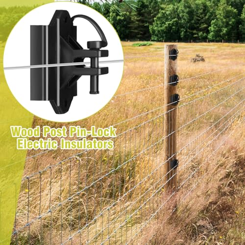 Yaocom 100 Pack Wood Post or T-Post Insulator Pin-Lock Electric Insulators Nail-on Insulators Electric Wire Fence Insulator for High Tensile Fencing Ranch Farm Fencing and Property Fencing
