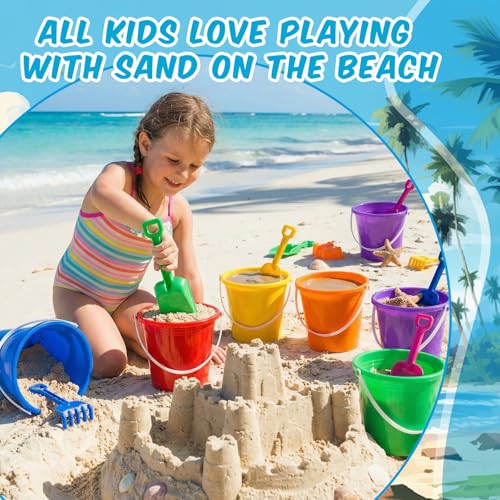 Didaey 24 Pcs 5 Inch Beach Buckets Bulk, Colorful Mini Sand Pails, 6 Colors - color: 6 Colors