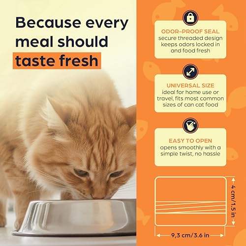 Canned Cat Food Storage Container Patent Pending Reusable Airtight Can Cover Pet Food Sealer - Keeps Cat Food Container Sealed and Fresh in the Fridge, Eliminates Odor (1 pack)