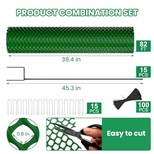 SUNYRISY 40in x 82ft Garden Mesh Fence Temporary Fencing | Outdoor Dog Fence, Chicken Fencing Plastic Netting Animal Barrier for Backyard Dog Poultry Pet Protection, Green Diamond - color: Green Diamond