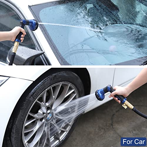 FANHAO Heavy Duty Garden Hose Nozzle, Metal Hose Sprayer Easy Thumb Control | 8 Spray Patterns, Rustproof Water Nozzle, Non-Slip Ergonomic Grip, Elder & Child Friendly for Garden, Car & Pet, Blue - color: Blue