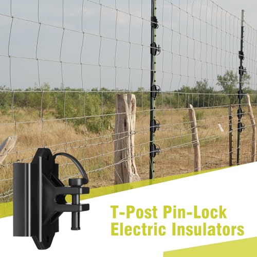 Yaocom 50 Pack Wood Post or T-Post Insulator Pin-Lock Nail-on Electric Wire Fence Insulator for High Tensile Ranch Farm and Property Fencing No Screws Included