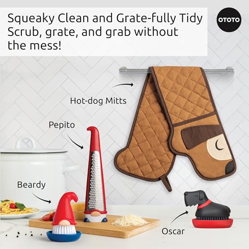 (NEW) OTOTO Oscar Dog Dish Brush - Dog Gifts, Daschund, Wiener Dog, Dish Scrub Brush, Dish Scrubber, Kitchen Vegetable Scrub Brush Palm Brush, White Elephant Gifts, Cute Kitchen Gadgets - style: Oscar