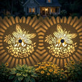 Gardsee Solar Fence Lights Outdoor 2 Pack Deck Step Wall Lights Butterfly Metal Waterproof LED Warm Yellow Light for Garden Post Patio Backyard Yard Decor (Black 3) - style: black 3