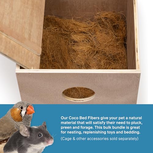 Prevue Pet Products Small Animal Coco Bed Fibers 2.5 lbs | 100% Natural Sterilized Coconut Fiber to Nest, Ideal for Bedding & Replenishing Toys