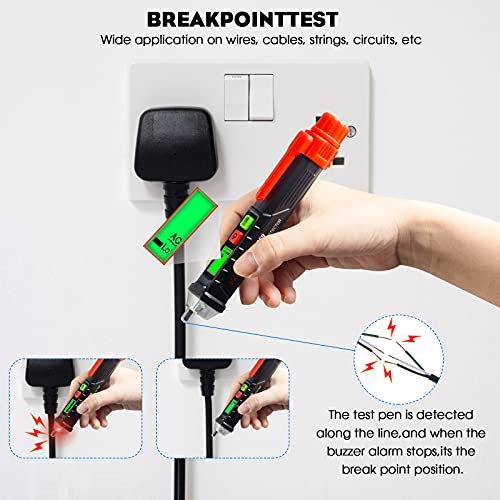 AC Voltage Tester/Non-Contact Voltage Tester with Dual Range AC 12V-1000V/48V-1000V, Electrical Pen with LCD Display and Flashlight Buzzer Alarm, Detect Wire Breakpoint, Live/Null Wire Tester.