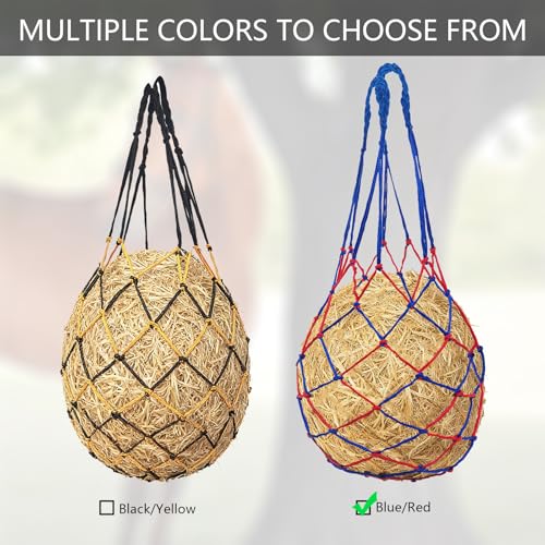2 Pcs Slow Feed Hay Net for Horses, 34 Inch Hay Bags, Blue | For Horses/Sheep/Goat, Regulate Feeding Hanging Hay Nets for Horses Stable,Trailer,Stall Paddock - size: Blue