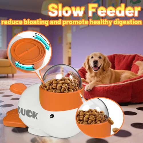Dog Interactive Treat Dispenser Toy Food Puzzle Slow Feeder Duck-Shaped Dog Puzzle Feeders for Small Medium Dogs Cats IQ Training Reduces Bloating for Healthy Eating (White) - color: WHITE