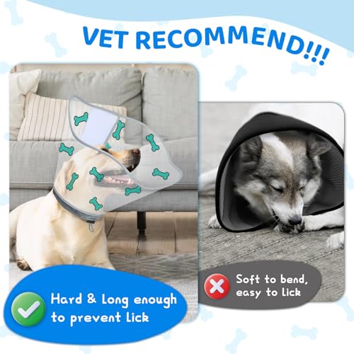 Dog Cone After Surgery - Soft, Comfortable, Adjustable Recovery Collar for Large, Medium, Small Dogs - Stop Licking with Soft Protect Edge (Bone, M) - color: Bone, size: M