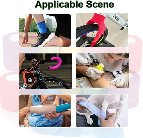 24 Pack Self Adhesive Bandage Wrap 2 Inch x 5 Yards Non-Woven Bandage,Vet Wrap Breathable Elastic Self-Adherent Tape for Stretch Athletic, Sports, Wrist, Ankle (Pets Too)(Mix) | Vet Wrap Breathable Elastic Self-Adherent Tape for Stretch Athletic, Sports,