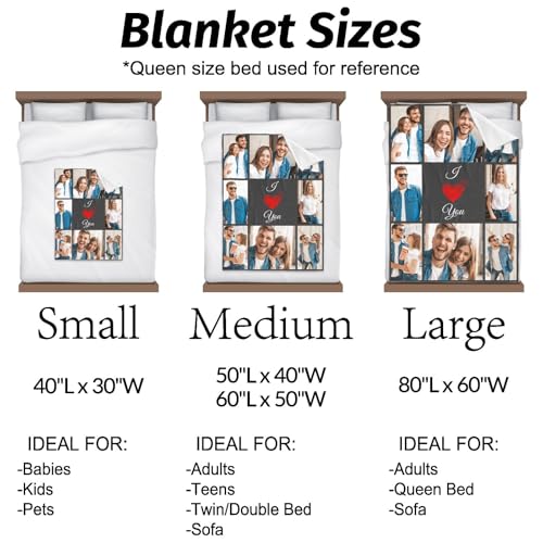 inkArts I Love You Gifts for Couple, Personalized Girlfriend, Custom Blanket with Photos, Blankets Pictures, Photo Using My Own Personalised Christmas - color: 8 Photos