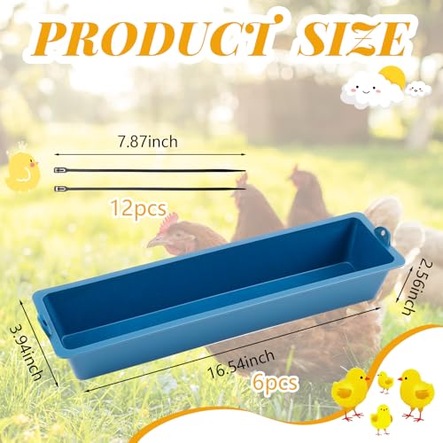 Maxdot 6 Pack Chicken Feeder Trough Removable Plastic Poultry Feeding Equipment Bucket for Chick Quail Duck Pigeons Removable Hanging Chicken Feed Trough, 16.5" Length