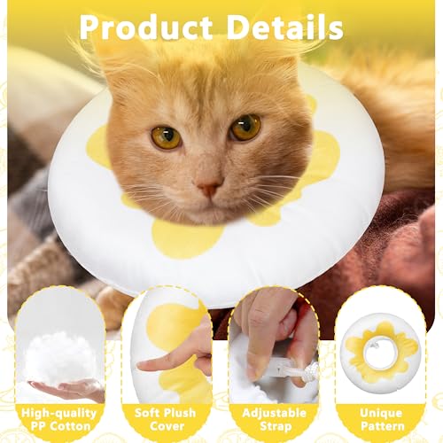 Cat Cone Collar Soft, Adjustable Cat Recovery Cone (Egg, S) | Stop Licking, Cute Kitten Donut Collar After Surgery, Elizabethan Collars for Kittens, Lightweight Cats Neck Cones - color: Egg, size: Small