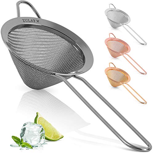 Zulay Kitchen 304 Stainless Steel Fine Mesh Strainer For Kitchen - Sieve Sifters For Food, Tea, Rice, Oil, Noodles, Fruits, Vegetables - Rust-Proof, Easy to Clean Drink Strainer (Black) - color: Elegant Black