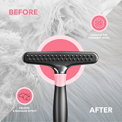 Dog rake deshedding dematting Brush Comb - Undercoat rake for Dogs, Cats, matted, Short,Long Hair Coats - Brush for Shedding, Double Row Stainless Steel pins - Reduce Shedding by 90% (Pink) - color: Pink