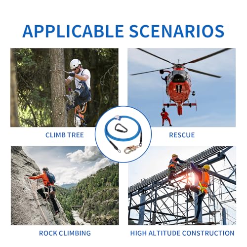 5/8’’ x 12 ft Steel Wire Core Flipline, W/Better Grab Adjuster & Steel Swivel, Arborist Equipment Positioning Lanyard, Climbing Flipline for Fall Protection, Arborist, Tree Climbers (5/8’’ x 12 ft) - size: 5/8’’ x 12 ft