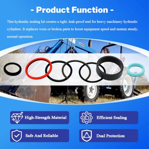 Bucket Cylinder Hydraulic Seal Kit 9600671 Fit for Ford New Holland | 7108 Series 48''Manure Fork Bucke;7308 Farm Loader,L130 Case I H Front Loader,Replace 9616371