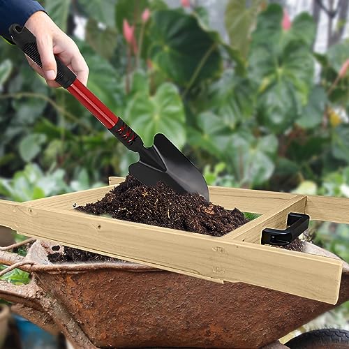 Large Soil Sifter, Dirt Sifter for Gardening, for Use in a Wheelbarrow, Compost Sifter, Garden Sieve for sifting Little Rocks/Top Soil/Leaves/Loam Soil/Sand/Gravel (17.8”×34.5” with Mesh Screen 1/2")